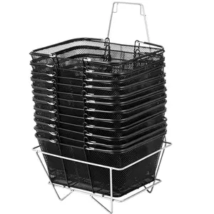 【FathersDayGift】VEVOR Shopping Baskets with Handles,  , 12PCS, Black Metal Shopping Basket, Portable Wire Shopping Basket, Black Wire Mesh shopping Basket Set for Supermarkets, Retail Stores, Grocery Shopping, Black Organiser Plastic