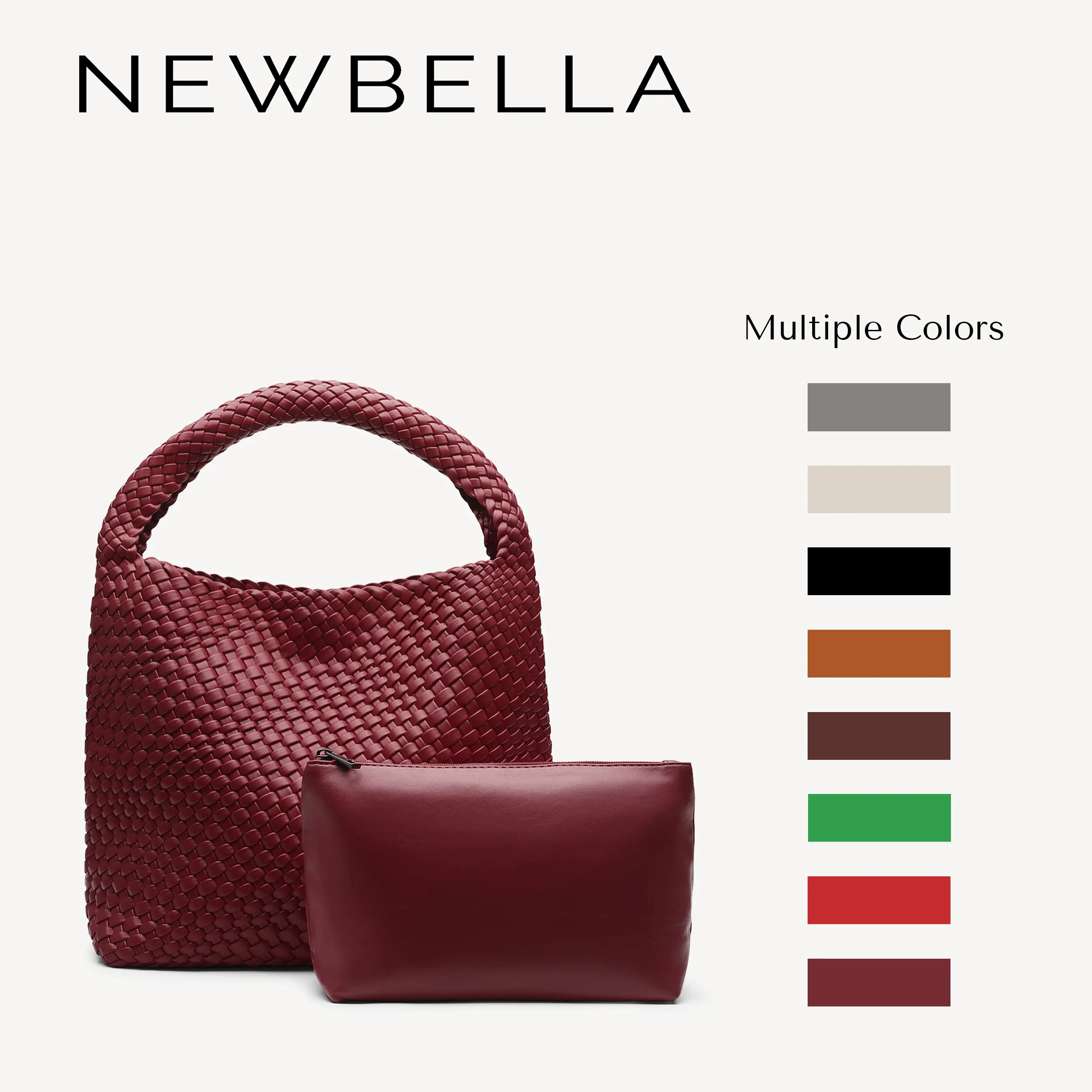 NEWBELLA Linda Woven Vegan Leather Hobo Bag for Women, Large Capacity Tote Purse for Everyday Use, Fits 11-Inch Tablet, Chic Black, Bags, Everyday Bag