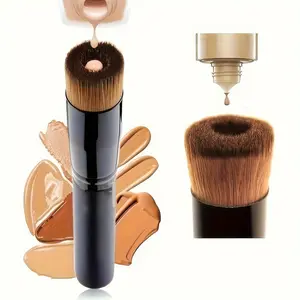 Single Black Foundation Brush for Flawless Finish – Ultra-Dense Synthetic Bristles for Seamless Liquid and Cream Product Blending