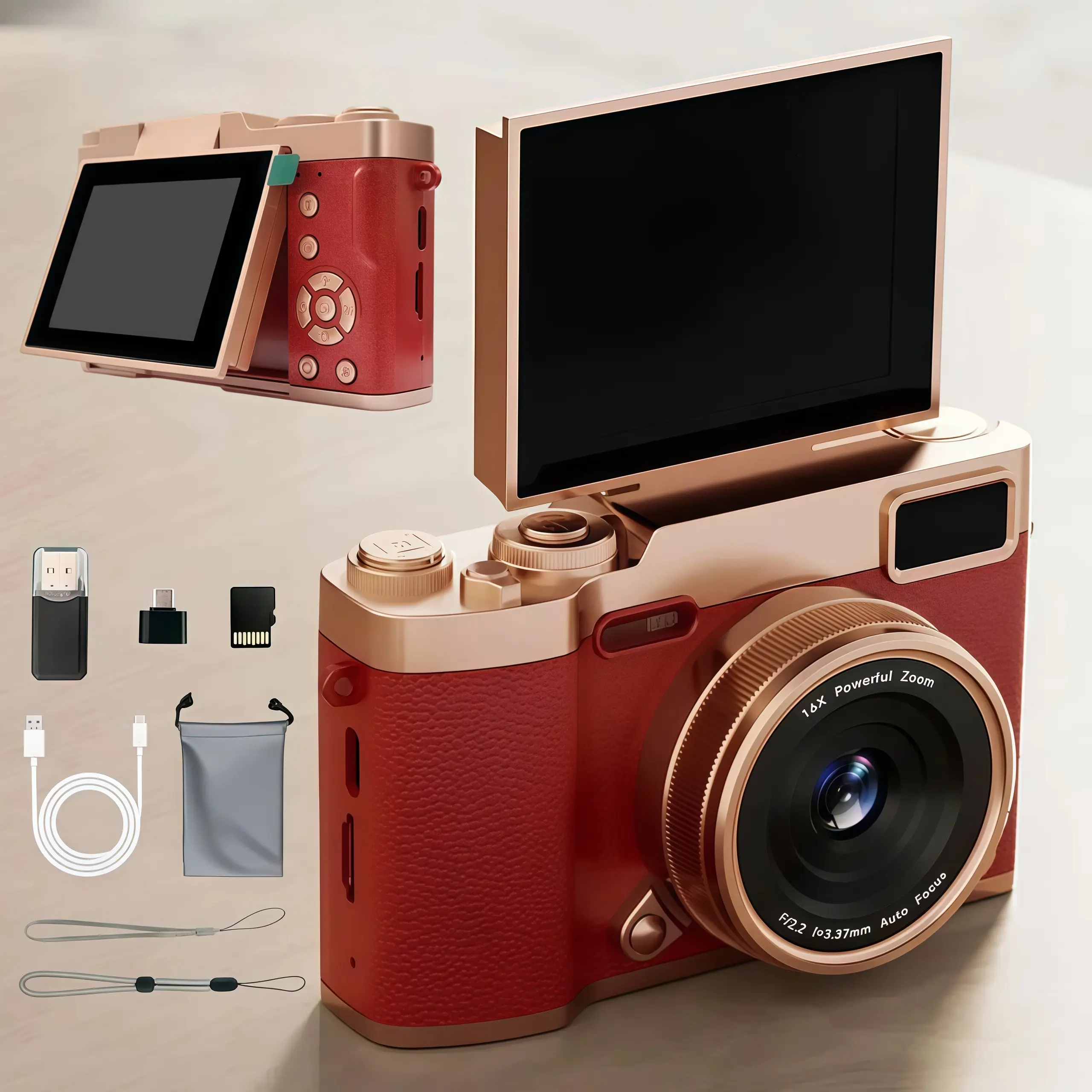Flip Screen Retro Camera for Teens, Cute Pocket Digital Camera with Filters, Compact Portable Camera, Y2K Vintage Student Camera, Entry-Level Digital Camera with Memory Card, Beginner Digital Camera, Perfect Gift for Christmas, Back to School & New Year