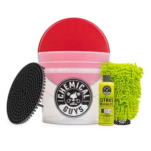 CHEMICAL GUYS Best Detailing Bucket Kit, car wash kit, bucket, dirt trap, lid, wash mitt, soap