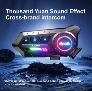 MOKATA X3PRO Heavy Bass Motorcycle Helmet Bluetooth Headset for 2 Riders, Cross-Brand Intercom, Mixed Intercom, Music Sharing, FM Intelligent Speakers