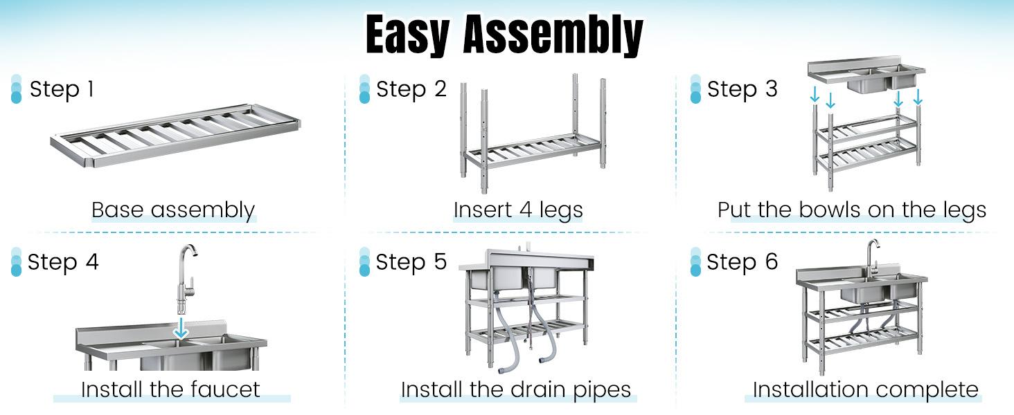 AECOJOY Stainless Steel Utility Sink Freestanding Outdoor Sink Station with Hose Hookup Small Tub for Garage Laundry Kitchen Farmhouse Practical Solution Organized Durability Compact Design