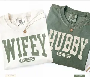 Comfort Colors Wifey and Hubby 2026 T-Shirt, Newlywed Wedding Shirt, Just Married Shirt, Wife And Husband Shirt, Matching Couple Shirt, Wedding Shirt, Full Size, Full Color