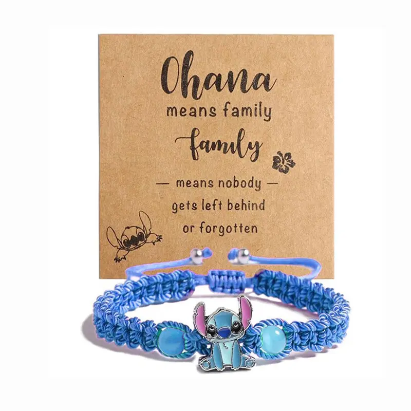 Disney Stitch Knitted Bracelet, Adjustable Hand‑Woven Rope Bracelet, Cartoon Character Jewelry Gift for Women Girls Fans