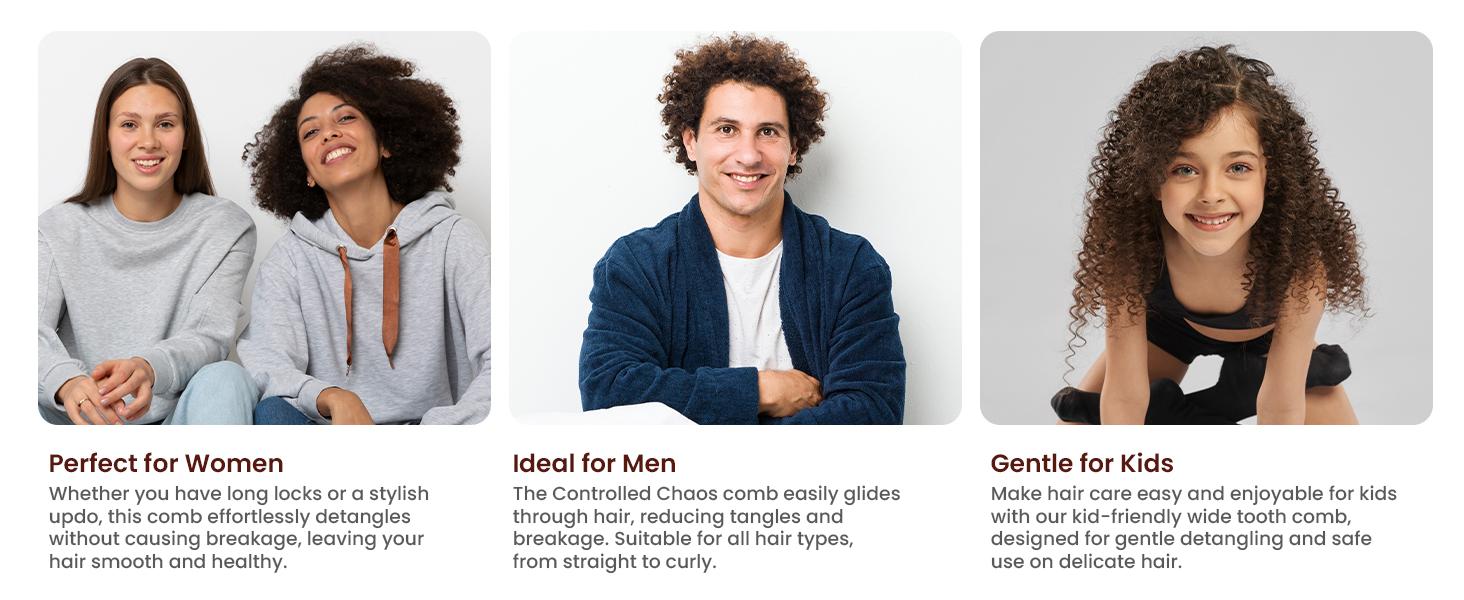 Detangling Wide Tooth Comb Scalp and Curl Friendly - Peachwood Anti Static Detangler Comb for Curly Hair Scalp Massaging Comb for Men, Women & Kids