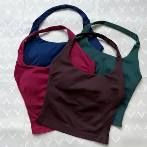 Df Impact Seamless Halter Tank Top - Backless Gym Sports Vest| Snatched Fit Yoga Training Apparel for Women