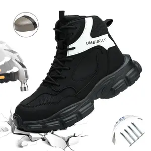 Umburly Women's Safety Shoes Anti-Smash Steel Toe Anti-Puncture Kevlar Outdoor Ladies Work Boots Lightweight Industrial Laborshoes Autumn Winter Model 4.0MM Thickened Kevlar Midsole