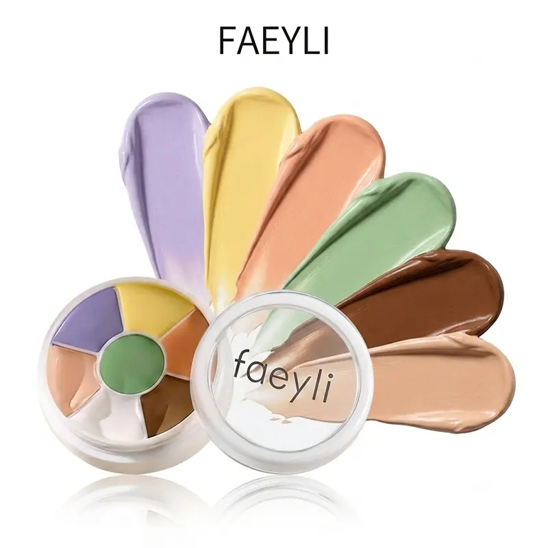 7-Color Color Correcting Cream Concealer Palette Set, Lightweight Moisturizing Foundation for Blemish Coverage, Dark Circle Concealment & Flawless Contour, All Skin Types, Natural Makeup Look