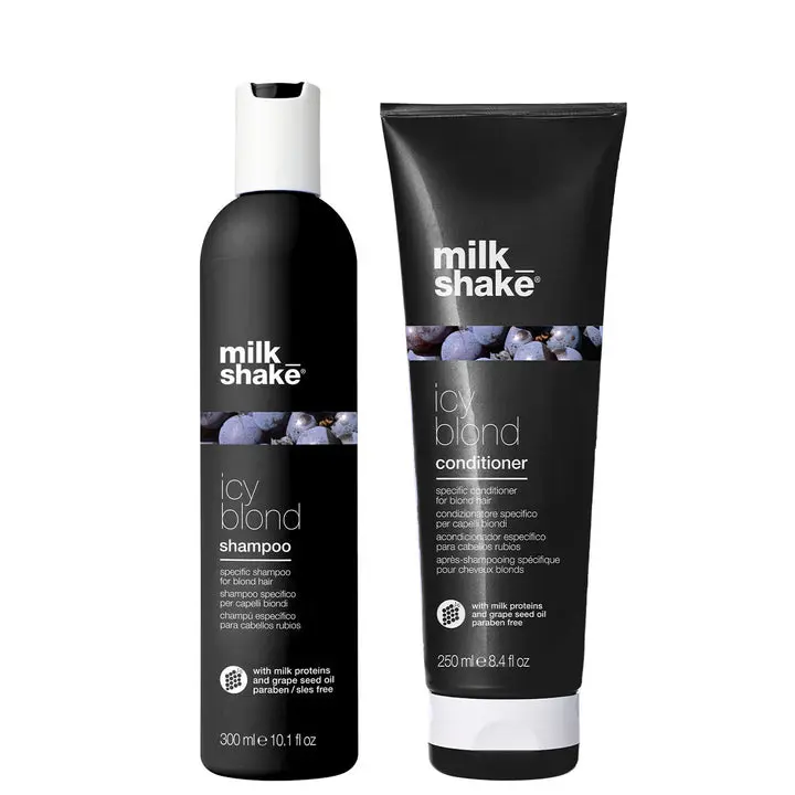 milk_shake Icy Blond Duo, Shampoo and Conditioner - Black Pigment For Very Light Blonde and Platinum Hair
