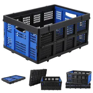 Garvee 55L Blue Plastic Collapsible Drawer with Side Handles - Sturdy, Stackable Storage Containers for Organizing Food, Drinks, Books, Tools, and More