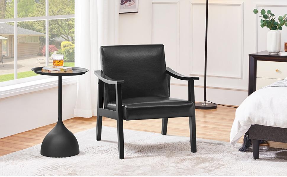 Yaheetech Accent Chair, Mid-Century Modern Armchair with Solid Wood Legs Reading Leisure Chair with High Back for Living Room Bedroom