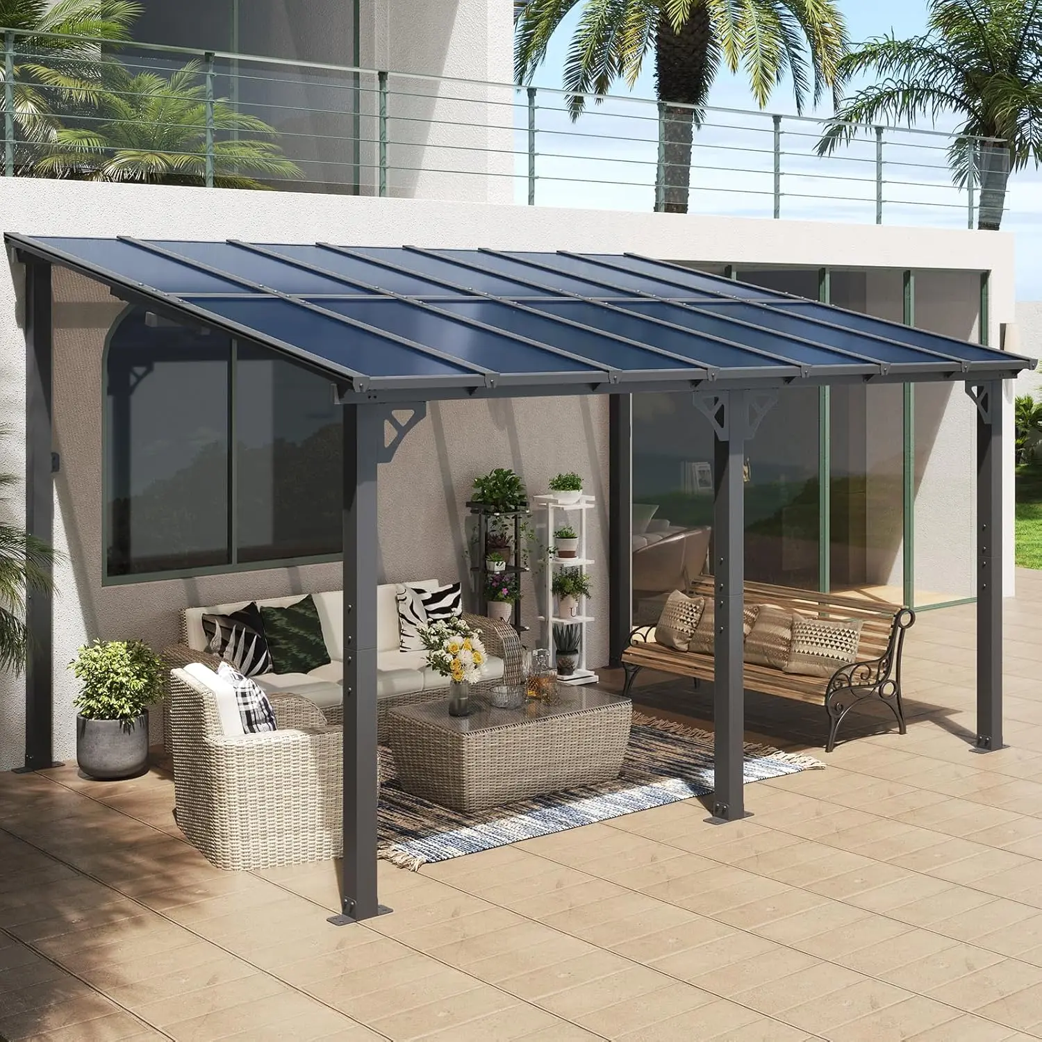 Aoxun Wall Mounted Gazebo, Heavy Duty Outdoor Pergola Awning, Large Waterproof Canopy for Patio Deck Backyard,summerwins,home decor,camping essentials