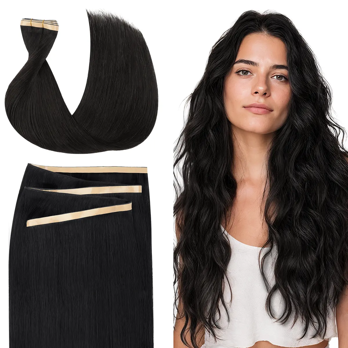GOO GOO Tape In Weft Extensions,Genius PU Long Weft premium tape wefts,14-24 Inch Real Human Hair Remy Human Hair for Natural Look & Volume summer hairstyles #tiktokshopbacktoschool #sohochic