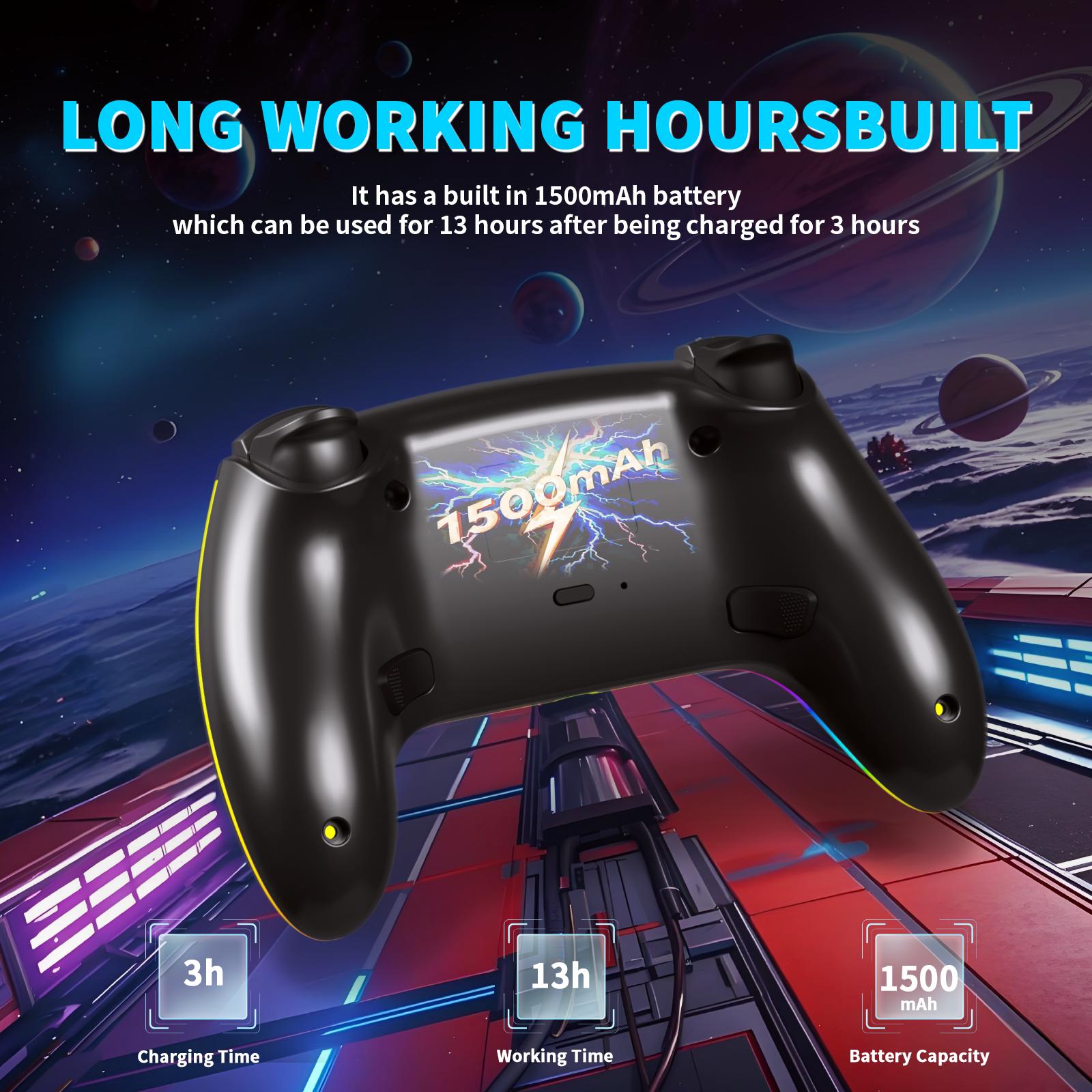 Wireless RGB PS-5 Hall Controller for PS5 & PC with Hall Effect Sticks No Drift Programmable Back Buttons Turbo 6 Axis Gyro Dual Vibration & Touchpad Gaming Accessories Game Peripherals
