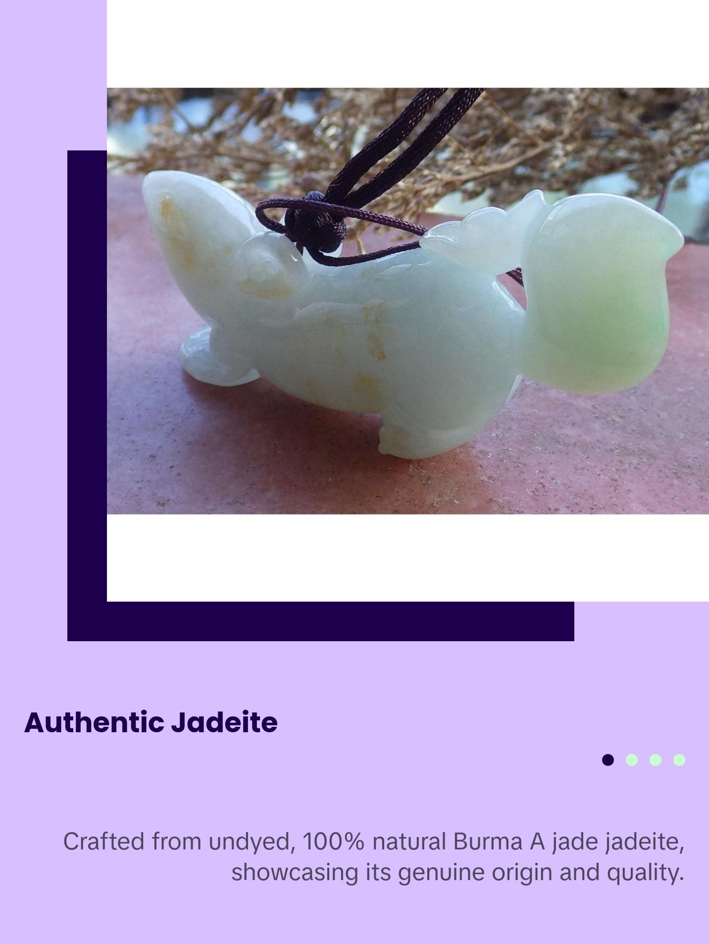 Certified Hand Carved Green Red Natural Burma A Jade Jadeite Suirrel Pendant Necklace