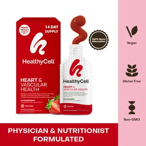 HealthyCell Heart & Vascular Health – Strawberry - MicroGel Technology for Enhanced Absorption - HealthCare Supplement, Soy Free, Non-GMO, Gluten-Free - Supports Healthy Cholesterol, Blood Pressure & Triglyceride Levelss