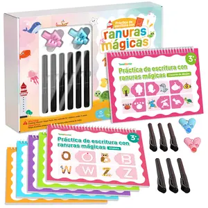 2026-TIMETOME Spanish Reusable Grooved Handwriting Workbook for Kids, Learning Materials, 6 Books–Early Elementary,Math, Words, Drawing –Gift for Child