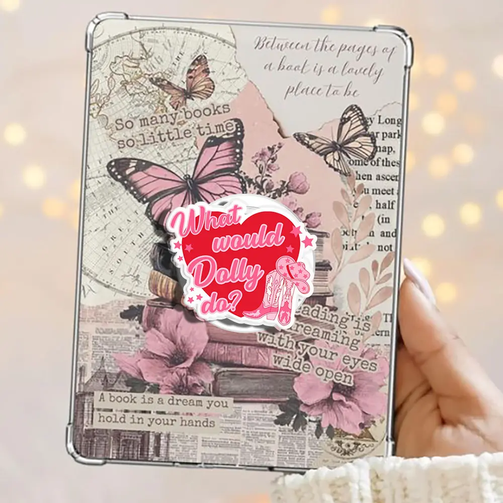 What Would Dolly Do Cowgirl Red Heart Boots And Hat Kindle Grip Magnetic Pop Socket Phone Grip Vibrant Color Phone Bookish Grip Kindle Grip Popsocket