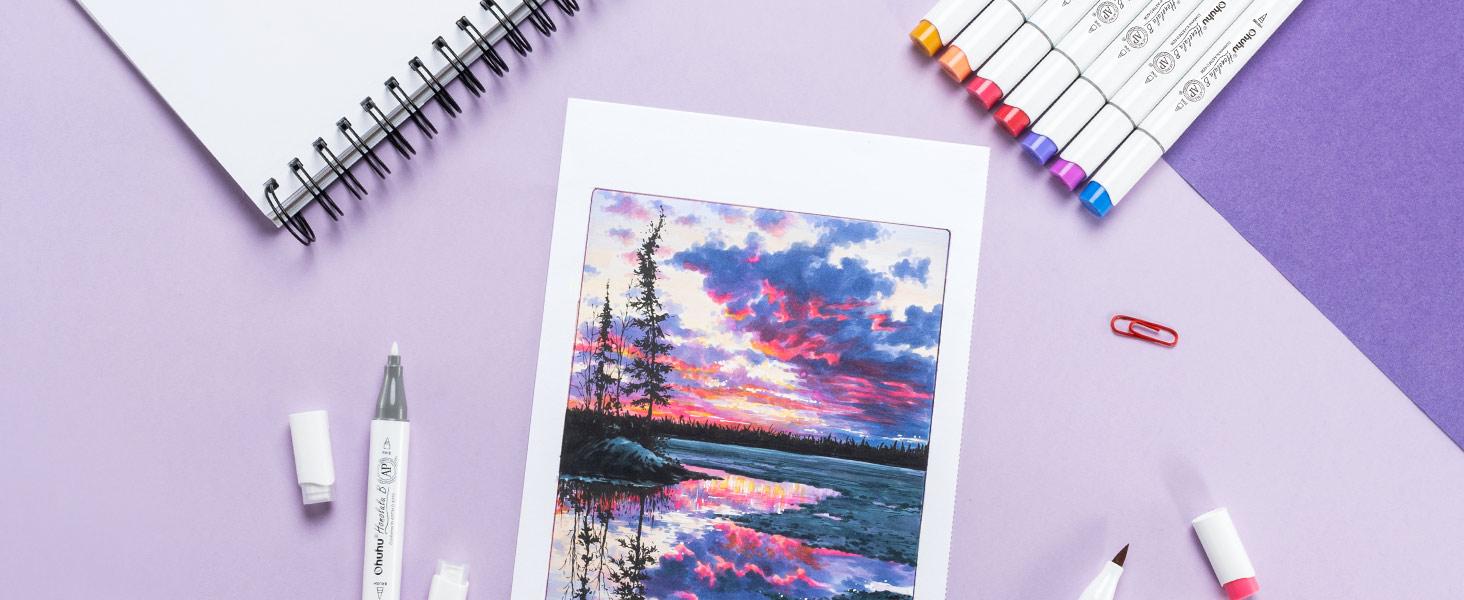 Ohuhu Alcohol Markers: Brush&Fine Dual Tips - 104 Colors & 216 Colors - Double Tipped Art Marker Set for Artists Adults Coloring Sketch Illustration - 104+216=320 - Refillable Ink - Honolulu B Series of Ohuhuart - Women's Day Gift