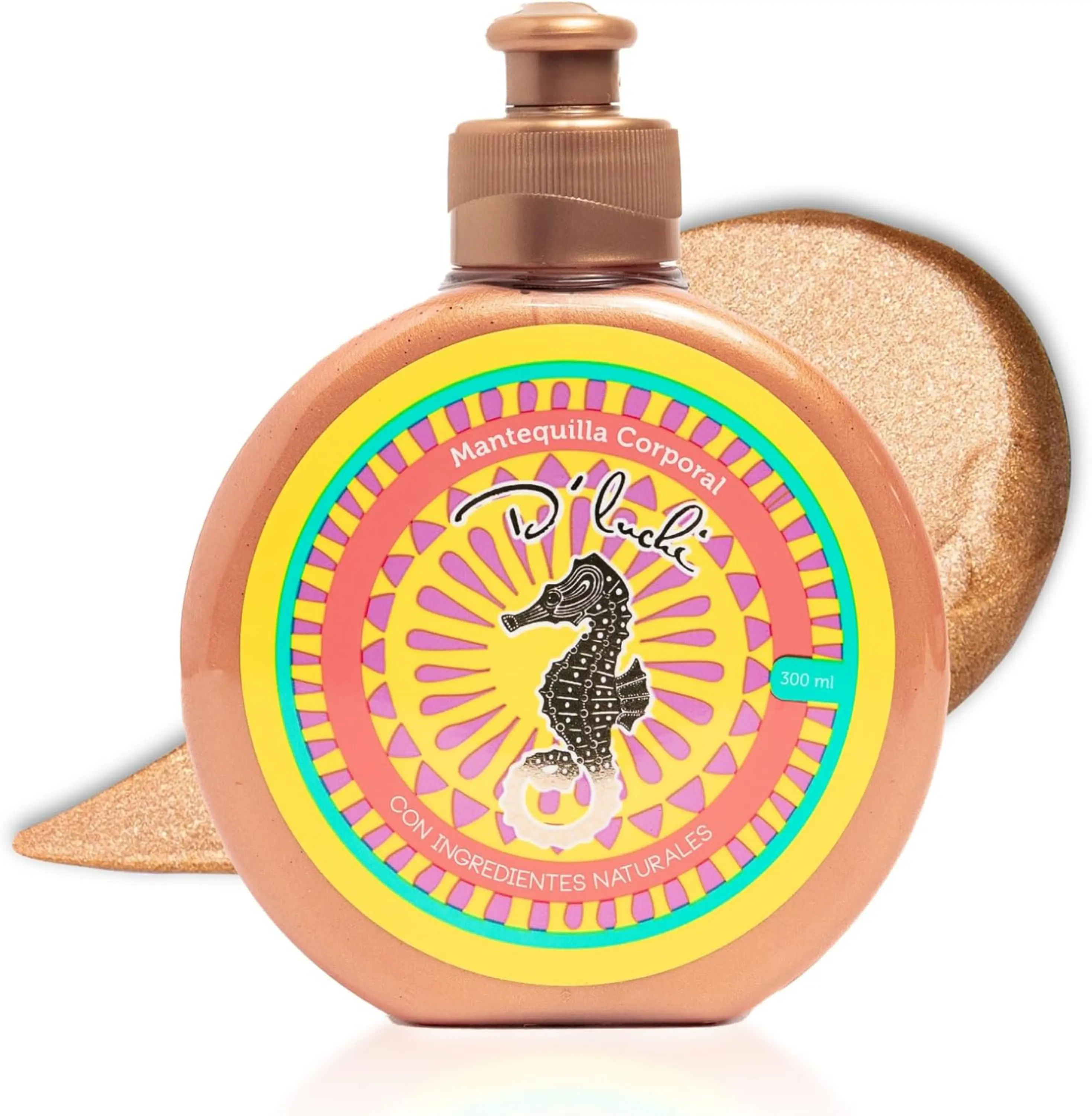 Kaba D'Luchi Body Butter Made With Natural Coconut Oil and Vitamin E, Provides Intense Nourishment & Hydration, Moisturize Skin, With Golden Glitter, 10 Oztensas, hidrata la piel, con purpurina dorada, 10 onzas