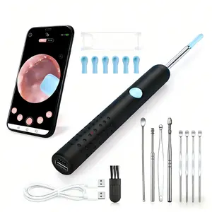 Ear Wax Removal Tool Camera - Ear Cleaner with 1080P HD Camera Earwax Removal Kit with 6 Replacement Tips for iPhone, iPad, Android Phones Black pet hair long Pet Bath Brush Silicone Soft Shampoo  Reusable Hair Grooming Glove Ear Pick Set Ear Wax Remover