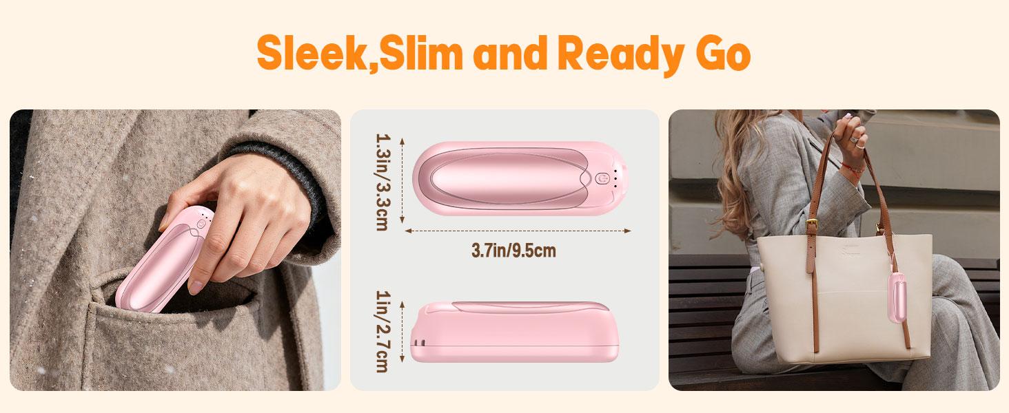 Hand Warmers 7000mAh Rechargeable 2 Pack,Electric Portable Pocket Heater with 3 Levels Warmth Instant 3-Second Heat 22h Marathon Warmth Gift for Women Men