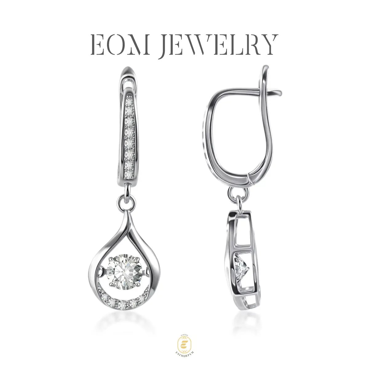EOM 18K Gold-Plated Moissanite 1ct Y2K Glow of Firefly Teardrop Dangle Earrings Silver-Plated Valentine's Day Wedding Engagement Anniversary Romantic Elegant Gift Daily Wear