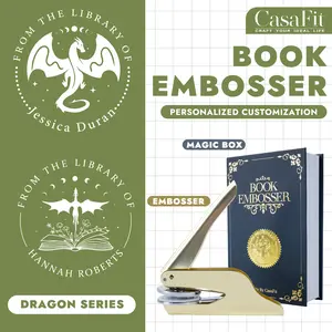Personalized Book Embosser – Custom Book Stamp for Book Lovers, Libraries, and Gifts, Personalized Embosser with Dragon Design