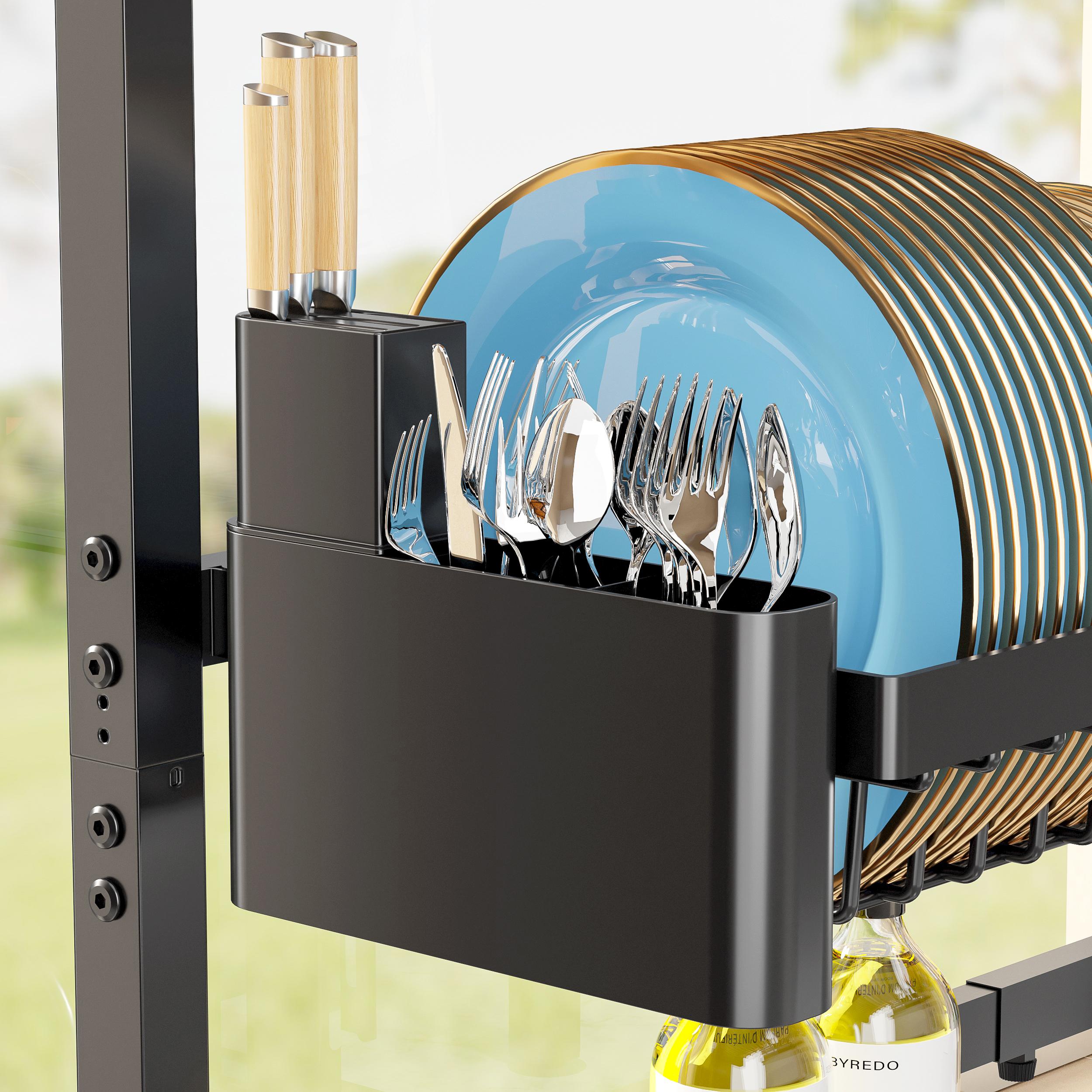 Dish Drying Rack for Kitchen Counter Large Capacity Sink Organizer with Cutlery Holder Easy Clean, Modern Home Essential