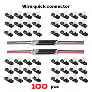 100 pcs Double-Wire Plug-in Connector with Locking Buckle, Quick-Clip Fasteners Multi-Purpose Snap-On Blocks for Strip Lights DIY Crafting, Low-Voltage Decor & Model Kits 2 Pin