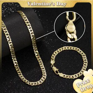 Holylegend 14K Real Gold-Plated Cuban, Rope Chain Necklace Set– Upgraded Craft, Faceted Cut,Tarnish-Free with Nanotechnology Coating, 24 Inches, 6mm/8mm