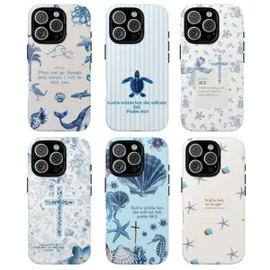 Christian Bible Verse Phone Case, Inspirational Faith & Ocean Design, gift for him for her, blue tone bible verse,It's compatible with  iPhone 17 16 15 14 13 12 11 Pro Max Plus & Samsung Galaxy S26 S25 S24 S23 S22 Ultra