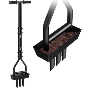 38 Inch Lawn Coring Aerator with Soil Core Tray - Manual Garden Plug Aerator, Includes Cleaning Tool for Compacted Soil & Lawn Care