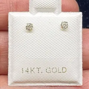 Nose rings in 14k gold - 2 pack- 10mm long stud with CZ