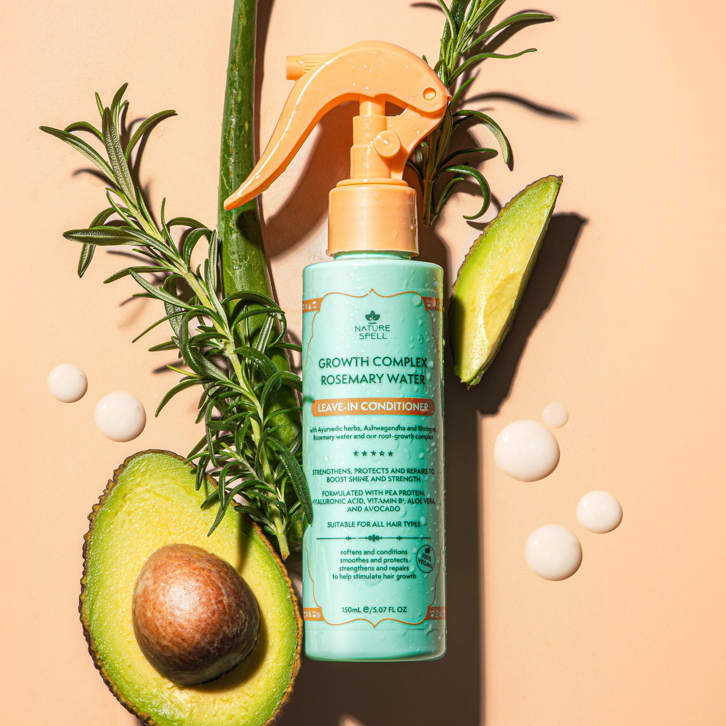 Nature Spell Rosemary Water Leave-In Conditioner Vegan and Sulphate Free to Strengthen Hair Shaft, Reduce Breakage, Protects from Heat Damage - Hydrate, Haircare