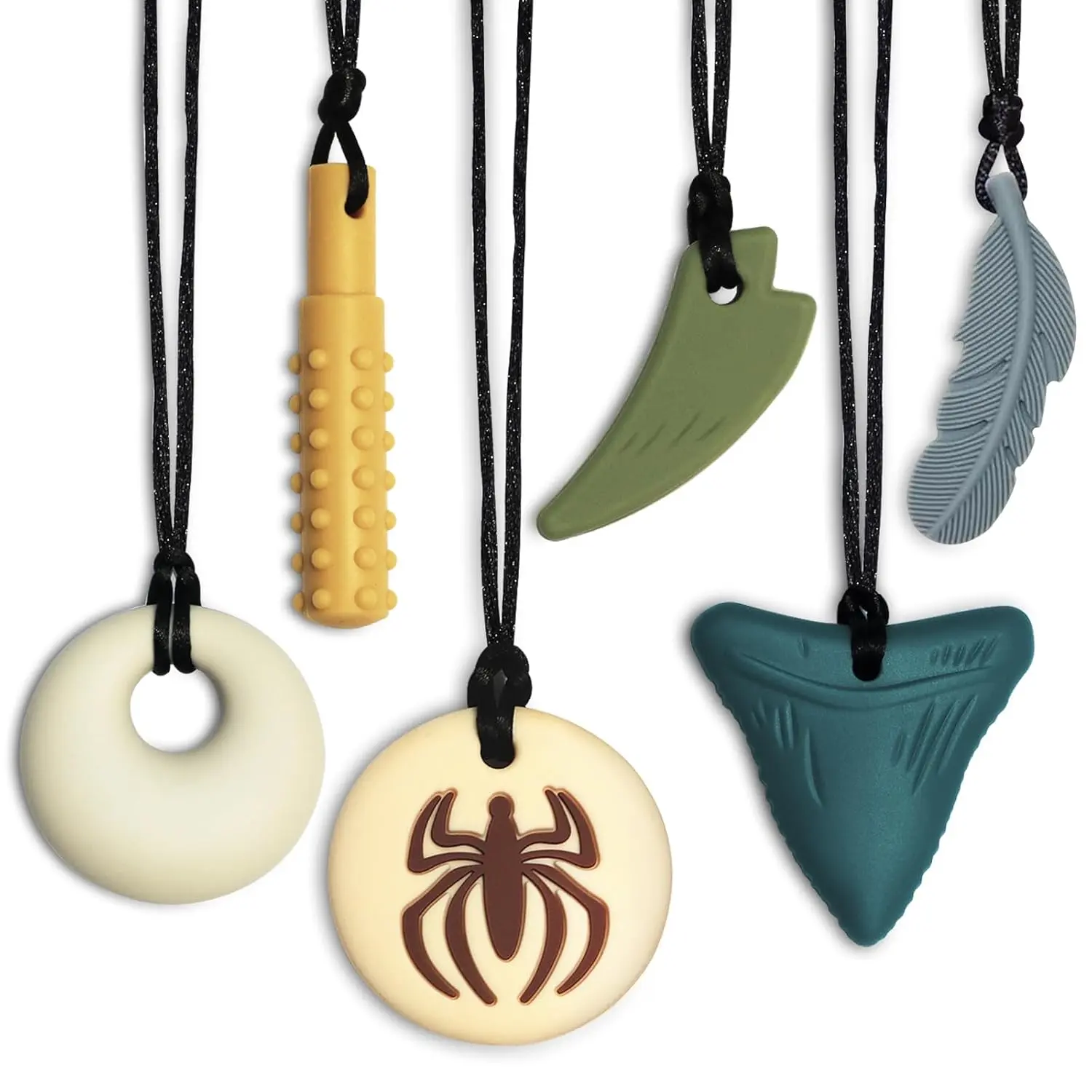JNS30 6 Pack Chew Necklaces for Sensory Kids and Adults,  Sensory Necklace with Autism, ADHD, SPD, Silicone Chew Necklace Teething Necklace Reduce Chewing Fidgeting