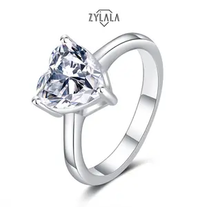 [344] 1/2ct Synthetic Moissanite Ring / Cubic Zirconia CZ Heart-Shape Stone Wedding Promise Rings Wedding Ring S925 Sterling Silver Engagement Wedding Jewelry For Bride Noble Chrismas Gift