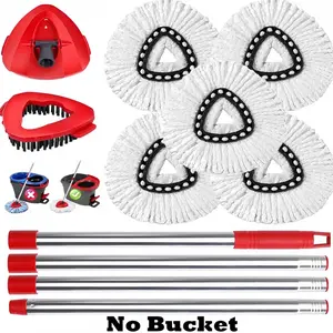 5 Pack Spin Mop Replace Heads for O Cedar EasyWring 1 Tank, 30-58in Mop Handle, Mop Base and Scrub Brush Combo Set Replacement, Microfiber Mop Refills