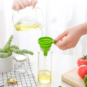 2Pcs small Silicone Funnels-Foldable Food Funnel,Kitchen Gadgets Accessories,Utensils Collapsible Funnels for Water Liquid,Wide Mouth Funnel Green