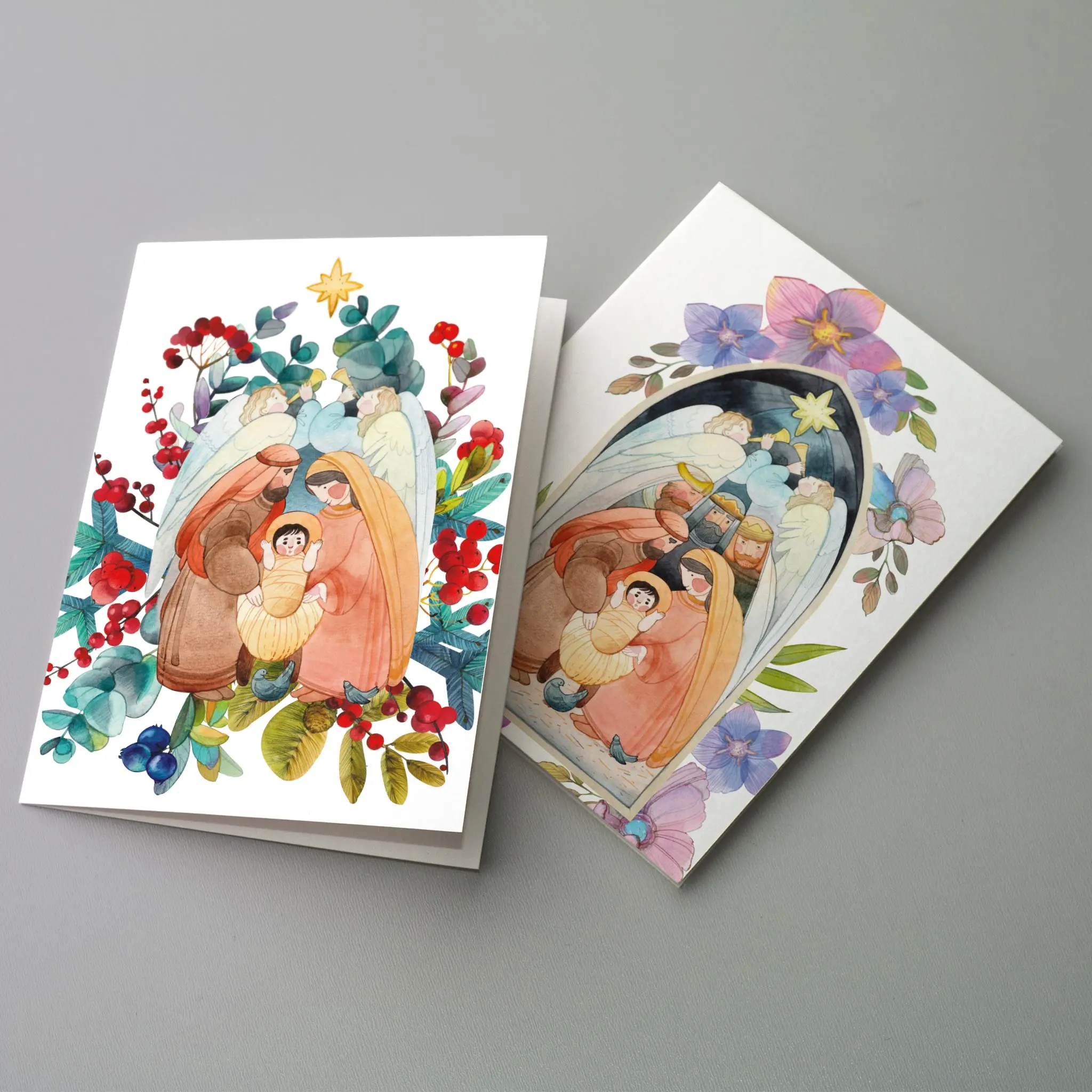 Whimsical Nativity Scene Christmas Cards, Set of 24
