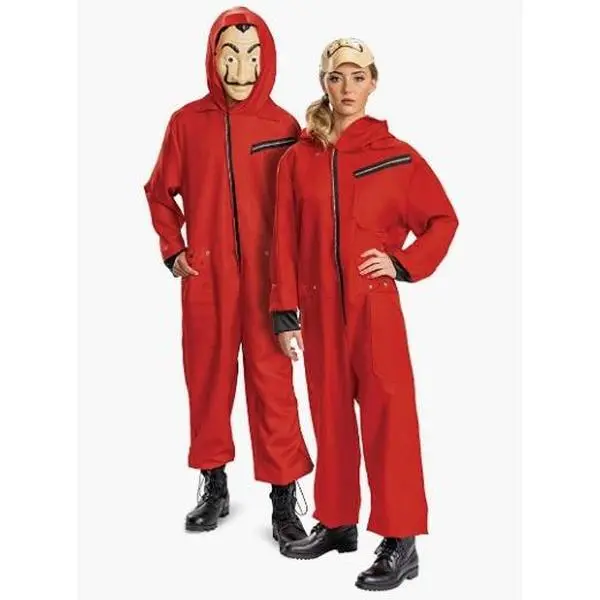 Red Money Heist Jumpsuit - Prisoner - Costume - Adult Unisex - 3 Sizes