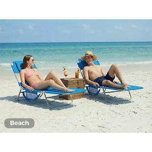 71" Folding Adjustable Chaise Lounge Chair for Beach | Portable Sun Lounger with Backpack Straps & Side Pocket, Lightweight Outdoor Recliner for Poolside, Lawn, Sand