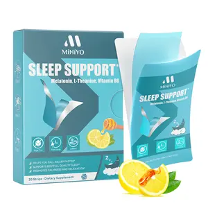 MIHIYO Sleep Support Melatonin 5mg Strips - Fast Dissolving, Help Fall Asleep Faster, Sugar Free Honey Lemon Flavor, 20 Strips