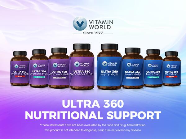 Vitamin World ULTRA 360 Men's Max Multivitamin, Max for Men Daily Multivitamin - Non-GMO, Gluten Free - Supplement, Healthcare Fitness, Edible Dietary