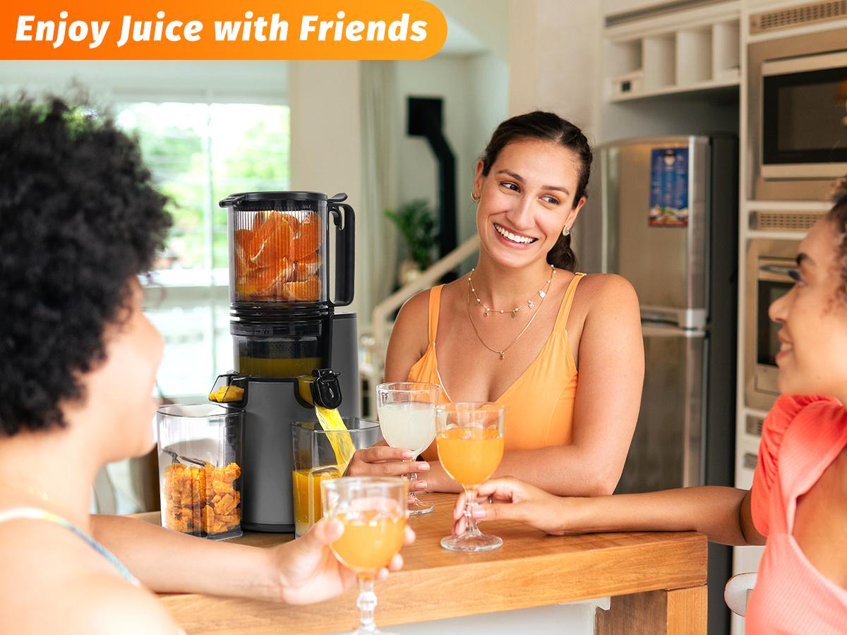 LQZ 350W Cold Press Juicer - Slow Masticating, 5.4 Inch Feed Chute, High Juice Yield, Easy Clean, 55rpm Technology for Whole Fruits & Veggies,sohochic