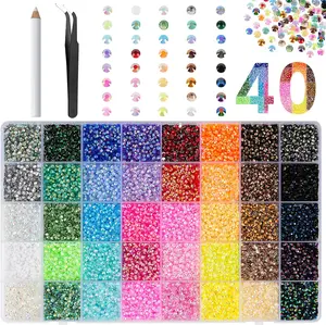 32000Pcs Resin Jelly Rhinestones 3-5mm Flatback for Bedazzling Crafting Kit with Tools for Clothes Shoes Nails Art DIY
