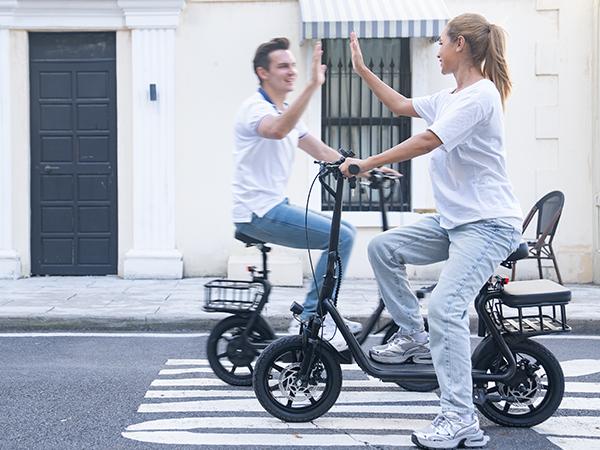 [AOVOPRO-VOLTVOGUE] ESBS Electric Scooter, Peak Power 750W, TopSpeed 22 mph, 10.5-22.5Ah, Driving Range 20-60 Miles,Rear Disc Brake + Electronic Brake, 14-inch Inflatable Tires.