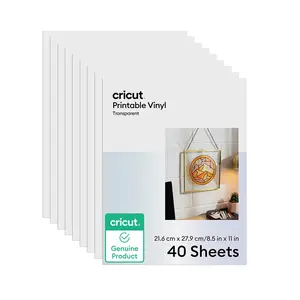 Cricut Printable Vinyl Sheets - 8.5 x 11 in, 40 Count, Transparent