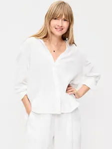 Old Navy Women's Open-Back Crinkle Gauze Button-Down Shirt